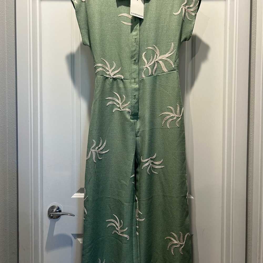 Parker Sage Jumpsuit with Cream Design